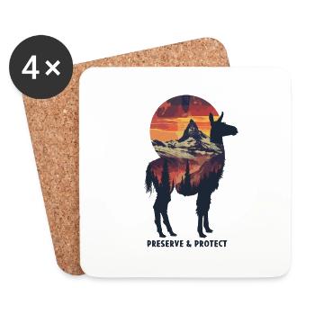 Protéger l’alpaga, Lama des Andes Amérique du Sud - Dessous de verre (lot de 4) - blanc - Devant