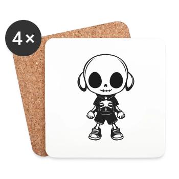 Zombie Halloween Skeleton Kawaii - Coasters (set of 4) - white - Front