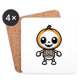 Squelette Halloween Kawaii - Dessous de verre (lot de 4) - blanc - Devant