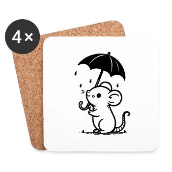 Maus - Untersetzer (4er-Set) - Weiß - Vorne