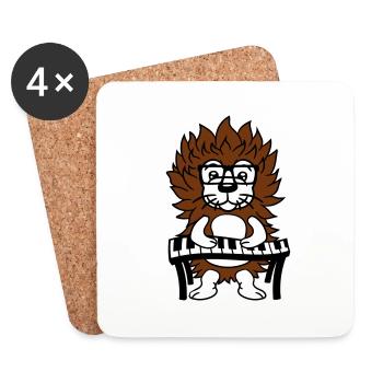 mignon nerd hérisson jouant clavier piano lunettes animal - Dessous de verre (lot de 4) - blanc - Devant