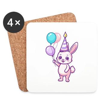 Lapin Anniversaire Bébé - Dessous de verre (lot de 4) - blanc - Devant