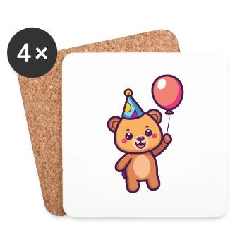 Bear Birthday Baby - Coasters (set of 4) - white - Front