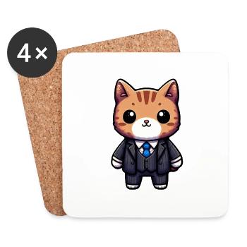 Charmante Katze Executive - Untersetzer (4er-Set) - Weiß - Vorne