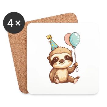 Faultier Geburtstag Baby - Untersetzer (4er-Set) - Weiß - Vorne