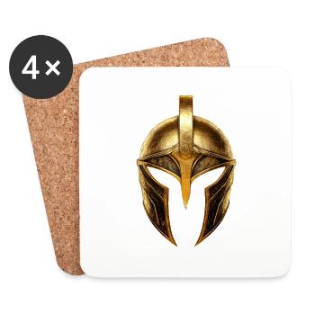 Spartaner Helm Symbol Gold - Untersetzer (4er-Set) - Weiß - Vorne