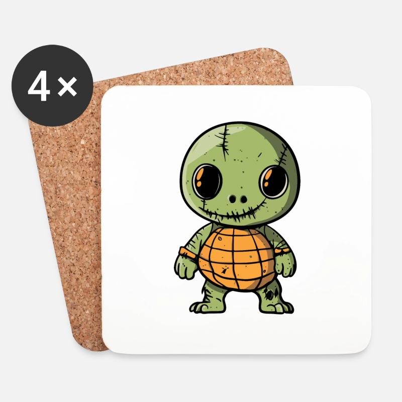 Schildkröte Halloween Lustig Zombie - Untersetzer (4er-Set) - Weiß