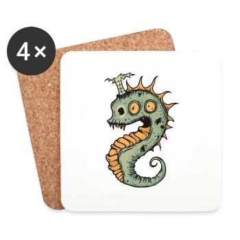 Hippocampe Halloween Drôle Zombie - Dessous de verre (lot de 4) - blanc - Devant