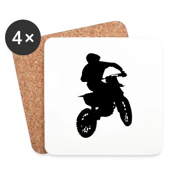 Coureur de motocross - Dessous de verre (lot de 4) - blanc - Devant