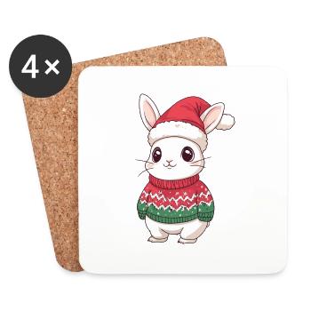 Bunny Christmas - Coasters (set of 4) - white - Front