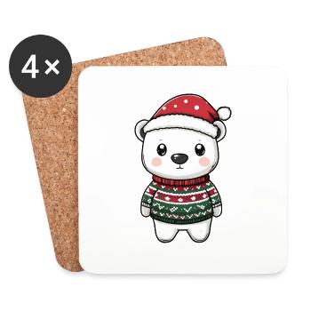Polar Bear Christmas - Coasters (set of 4) - white - Front