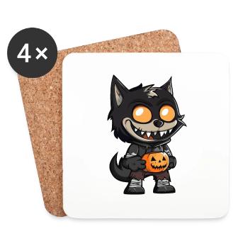 Wolf Halloween Comic Funny - Coasters (set of 4) - white - Front