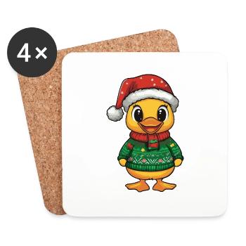 Noël de canard - Dessous de verre (lot de 4) - blanc - Devant