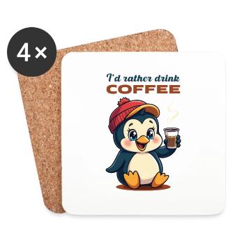 I'd rather drink coffee. - Coasters (set of 4) - white - Front