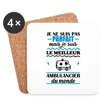 Pas parfait mais meilleur ambulancier du monde - Dessous de verre (lot de 4) - blanc - Devant