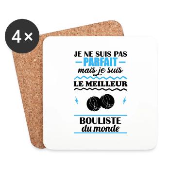 Pas parfait mais meilleur bouliste, pétanque - Dessous de verre (lot de 4) - blanc - Devant