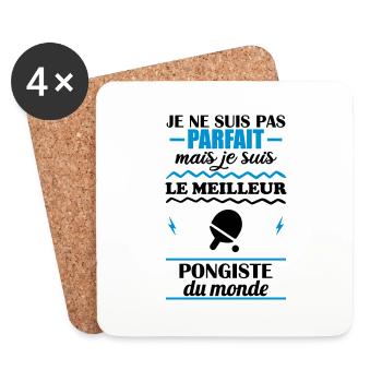 Pas parfait mais meilleur pongiste du monde - Dessous de verre (lot de 4) - blanc - Devant