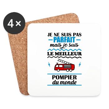 Pas parfait mais meilleur pompier du monde - Dessous de verre (lot de 4) - blanc - Devant