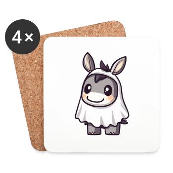 Donkey Halloween Funny Ghost - Coasters (set of 4) - white - Front