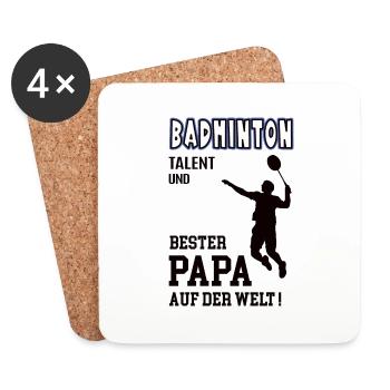 Badminton Spieler Badmintonspieler Papa Vater - Untersetzer (4er-Set) - Weiß - Vorne