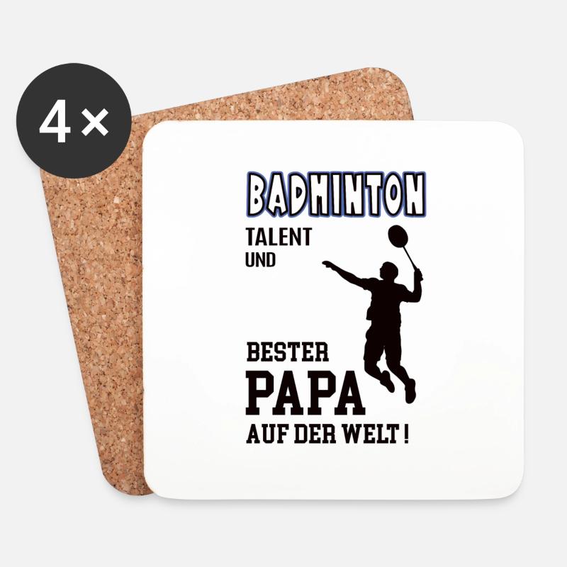 Badminton Spieler Badmintonspieler Papa Vater - Untersetzer (4er-Set) - Weiß