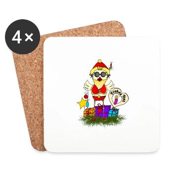Rocking Christmas chick wishes a Merry Christmas - Coasters (set of 4) - white - Front
