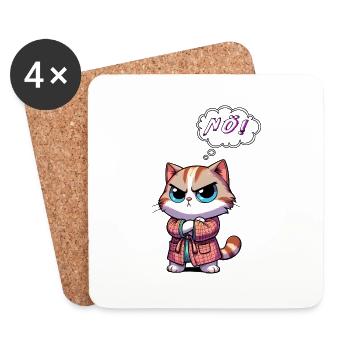 Nö Cat Verweigerung Nein sagen - Untersetzer (4er-Set) - Weiß - Vorne