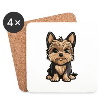 Yorkshire Terrier Hund Comic Niedlich - Untersetzer (4er-Set) - Weiß - Vorne