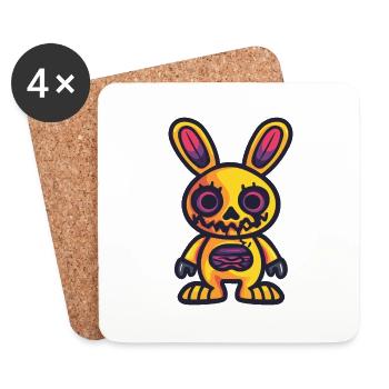 Lapin d’Halloween Animal - Dessous de verre (lot de 4) - blanc - Devant