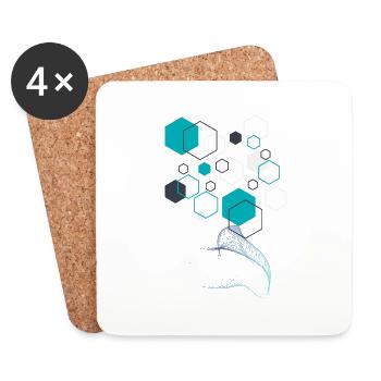 GeoFusion 3 : un design géométrique audacieux - Dessous de verre (lot de 4) - blanc - Devant