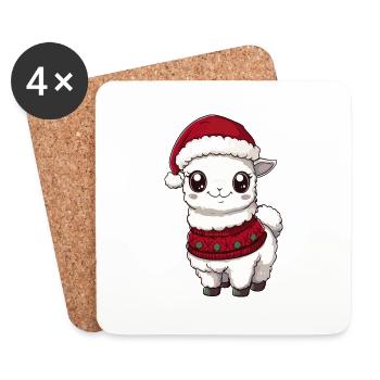 Alpaca Llama Christmas Comic - Coasters (set of 4) - white - Front