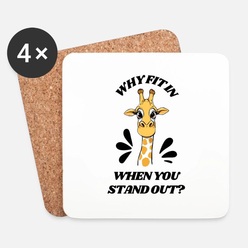 Why fit in when you stand out? – Giraffe - Untersetzer (4er-Set) - Weiß