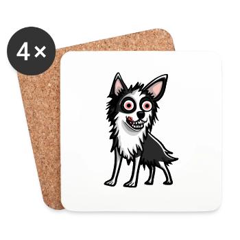 Border Collie Chien Halloween Animal - Dessous de verre (lot de 4) - blanc - Devant