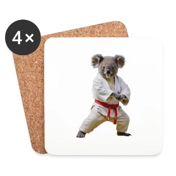 Koala sportif - Dessous de verre (lot de 4) - blanc - Devant