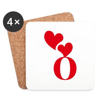 Letter o red heart - Coasters (set of 4) - white - Front