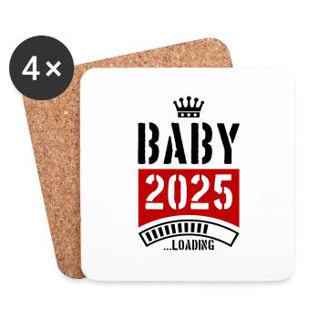 Baby 2025 Loading - Untersetzer (4er-Set) - Weiß - Vorne