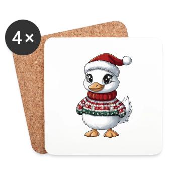 Gans Weihnachten Comic - Untersetzer (4er-Set) - Weiß - Vorne