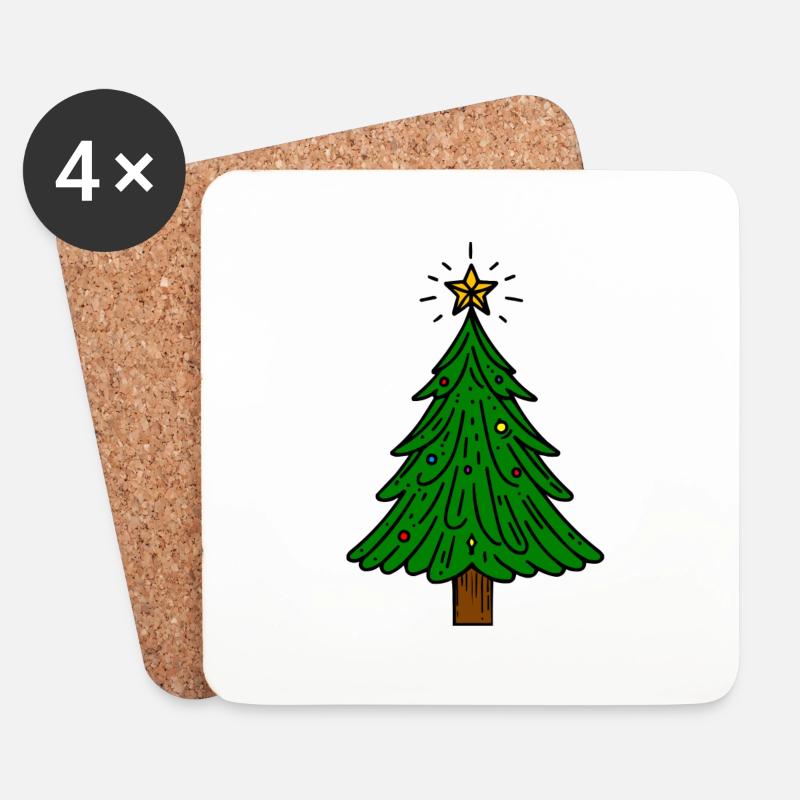 Weihnachtsbaum - Untersetzer (4er-Set) - Weiß
