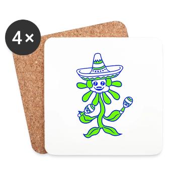 Mexique Culture Fleur Danse Hochet Hâle Musique Fun - Dessous de verre (lot de 4) - blanc - Devant