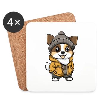 Berger Australien Chien Hiver - Dessous de verre (lot de 4) - blanc - Devant