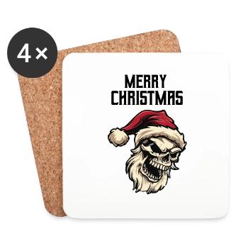 Crâne de Père Noël - Dessous de verre (lot de 4) - blanc - Devant