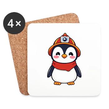Hero Penguin Firefighter - Coasters (set of 4) - white - Front
