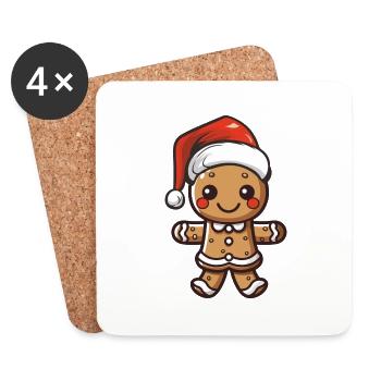 bonhomme en pain d’épices - Dessous de verre (lot de 4) - blanc - Devant