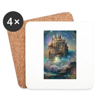 Majestätisches Sternennachtschloss Majestic Starry - Untersetzer (4er-Set) - Weiß - Vorne