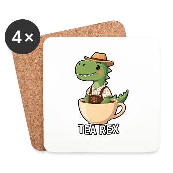 Tea Rex Tyrannosaurus Rex Lederhosn - Untersetzer (4er-Set) - Weiß - Vorne
