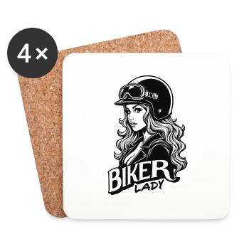 Motorradfahrerin Motorrad Frau - Untersetzer (4er-Set) - Weiß - Vorne