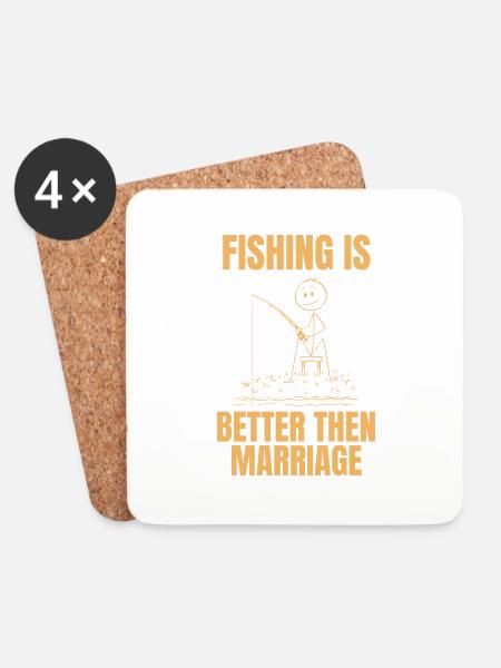 Angeln ist besser als Ehe - Angler Humor - Untersetzer (4er-Set) - Weiß