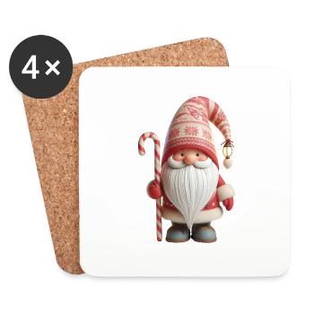 Gnome de Noël 2 - Dessous de verre (lot de 4) - blanc - Devant