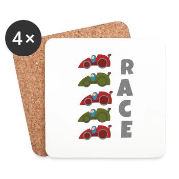 Course de voitures - Dessous de verre (lot de 4) - blanc - Devant