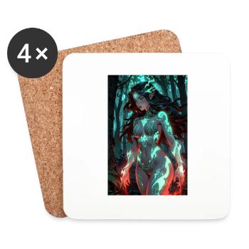 Anime Forêt Fille Manga - Dessous de verre (lot de 4) - blanc - Devant
